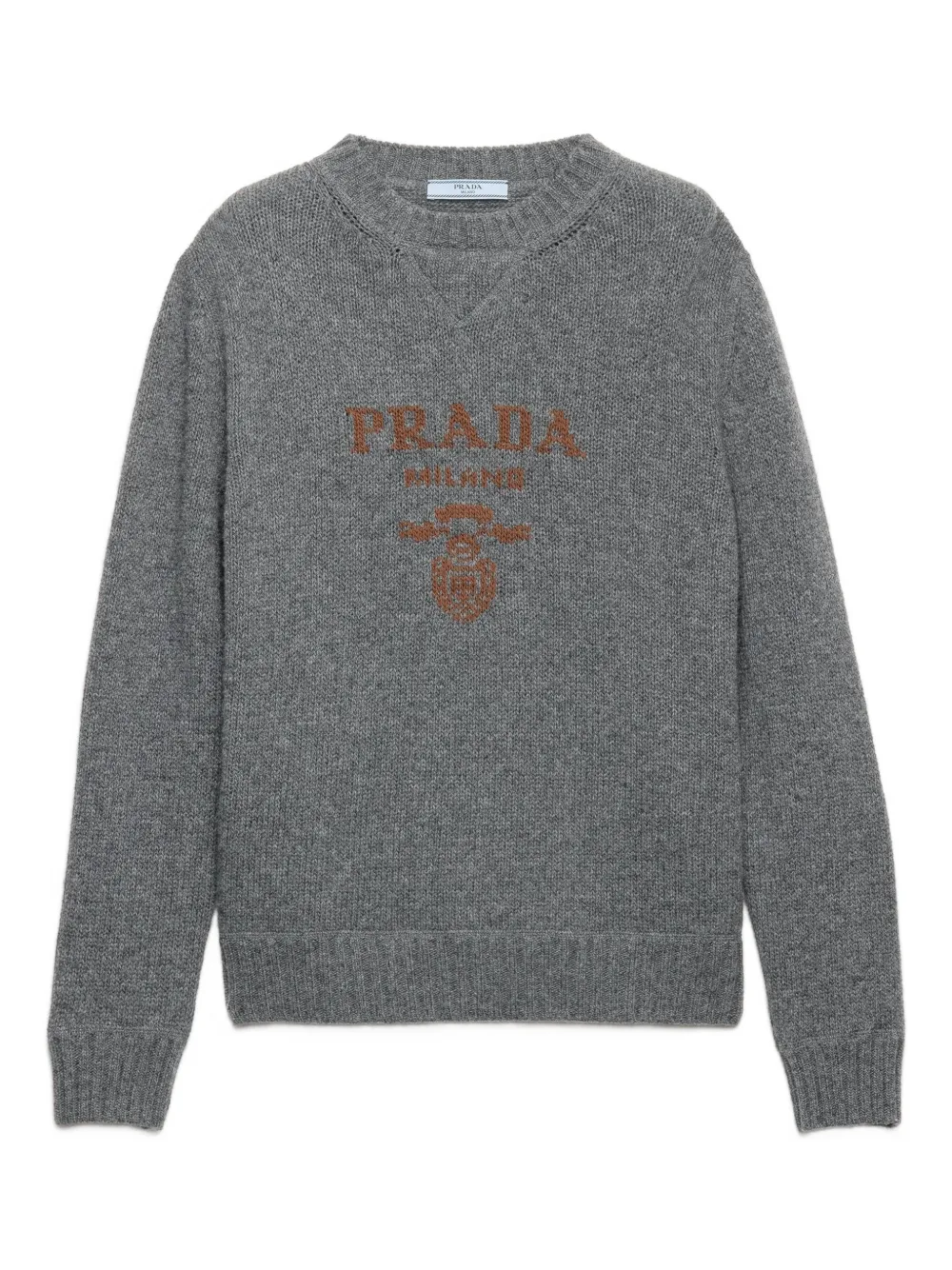 Prada intarsia-logo crew-neck sweater | Grey | Image 1