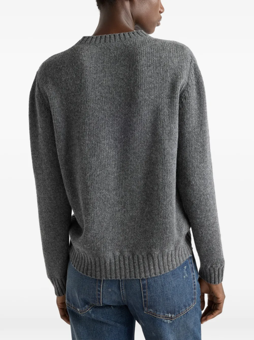  Prada Pull à Logo Intarsia - Gris 