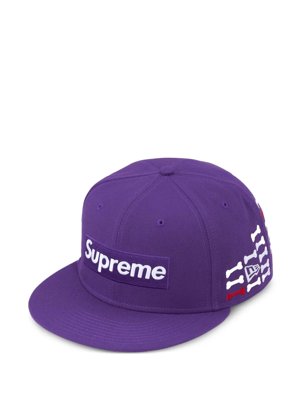 Supreme x New Era bones-motif logo-embroidery baseball cap | Purple | Image 1
