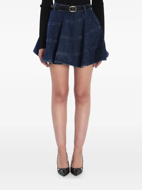 Self-Portrait falda corta de mezclilla acampanada