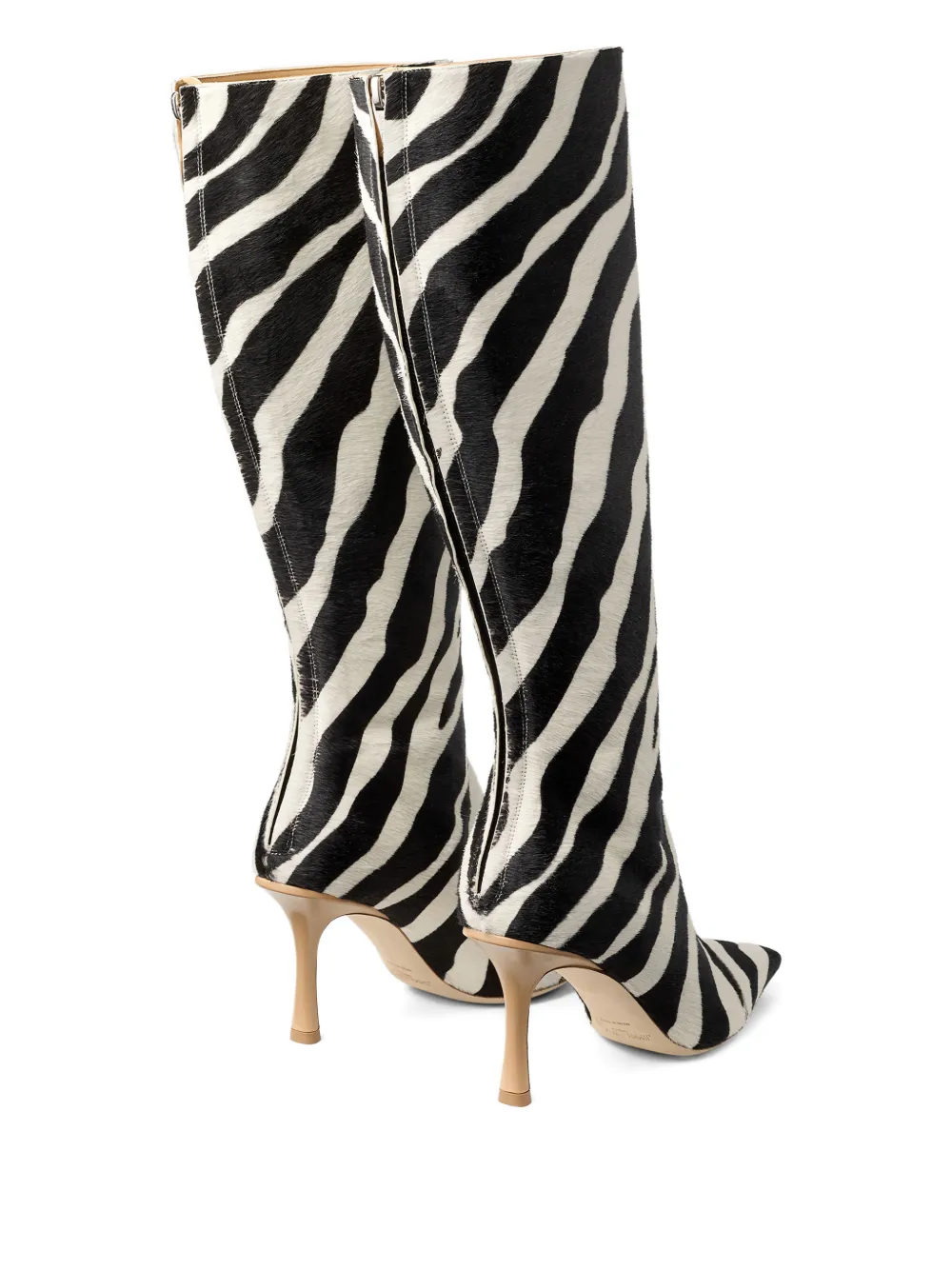Jimmy Choo X Conner Ives Gloria 85 Zebra Print Pony Hair Knee-high Boots In Animal Print
