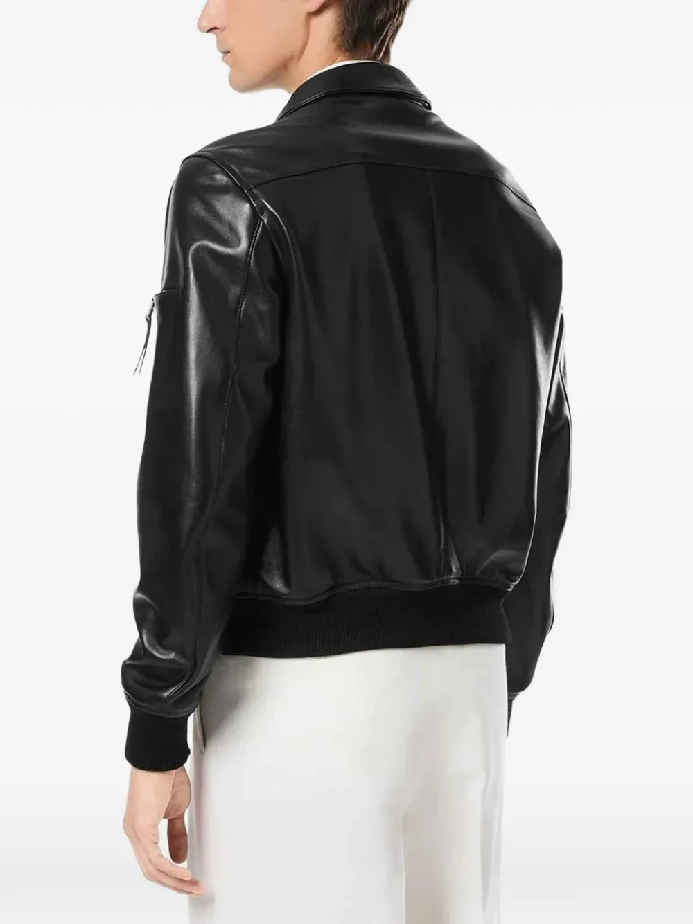 TOM FORD Leren jack met kraag Zwart