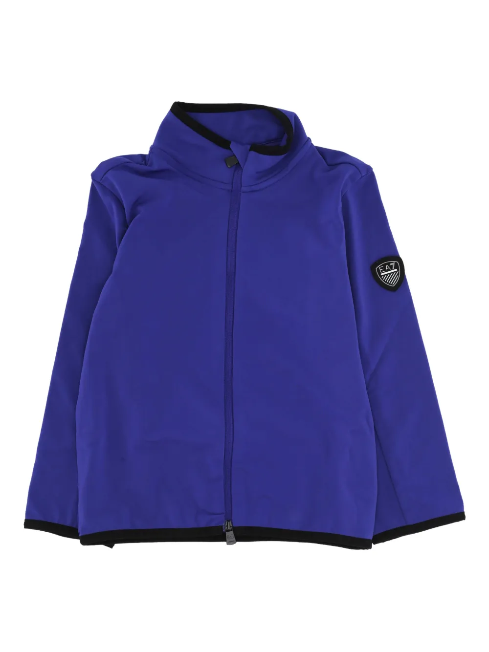 Ea7 Kids' Zip-up Logo-patch Sweatshirt In Blue