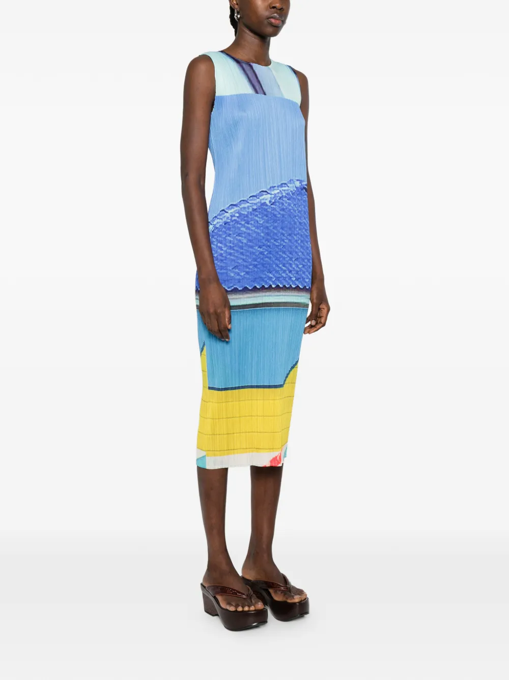 Pleats Please Issey Miyake Geplooide midi-jurk Blauw