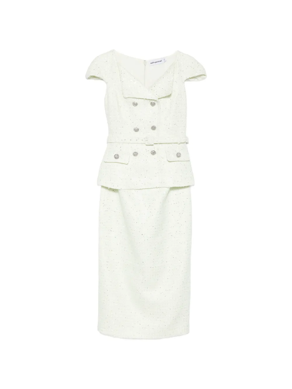 Self-Portrait bouclé midi dress - Verde