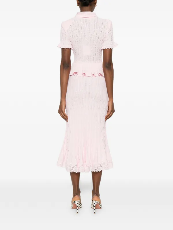 full length knitted dress Leah Crochet Knit Maxi Dress - Lurex Combo Shimmering Crochet Knit Dress main image 1