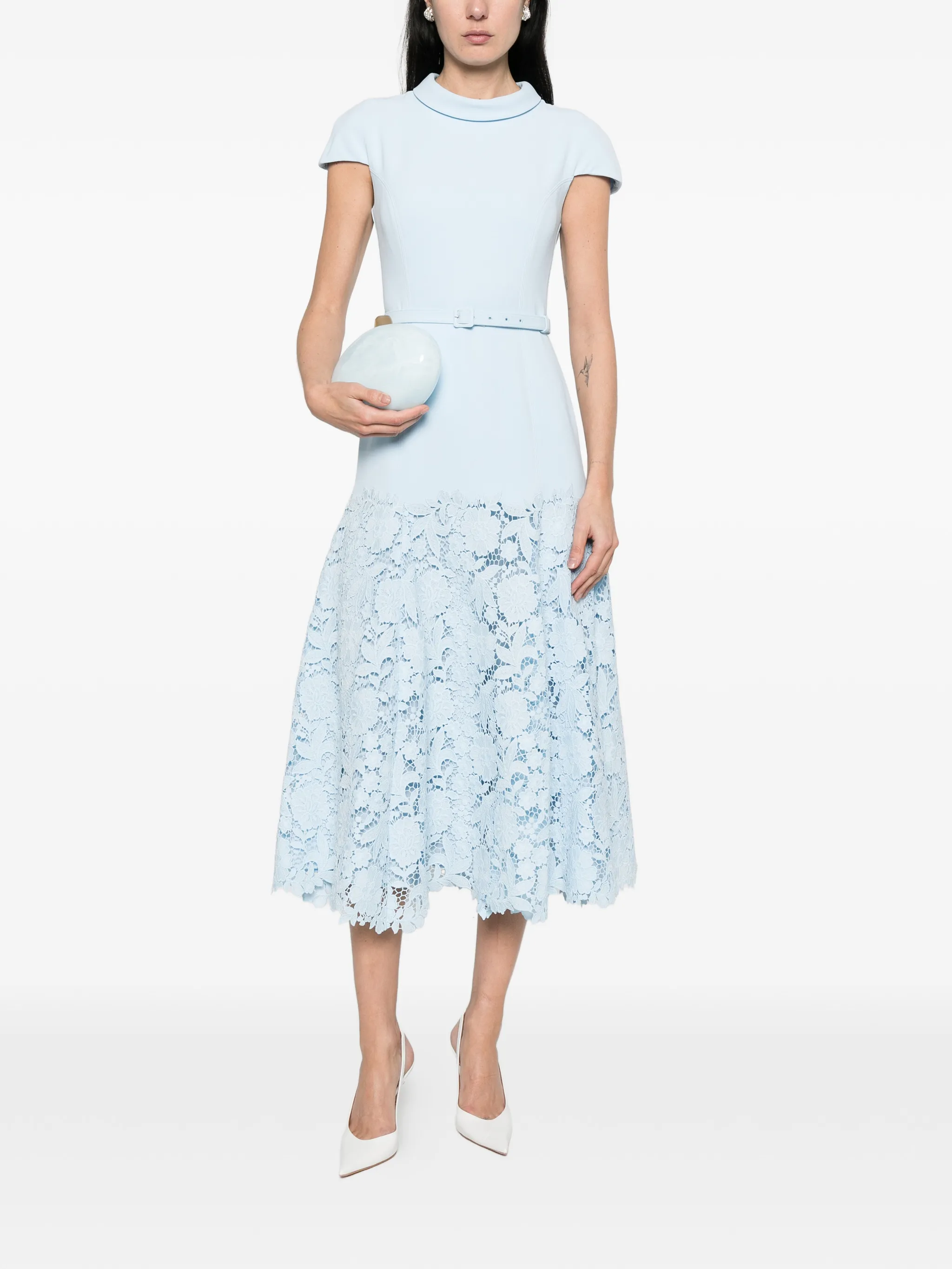 Self-Portrait lace belt midi dress