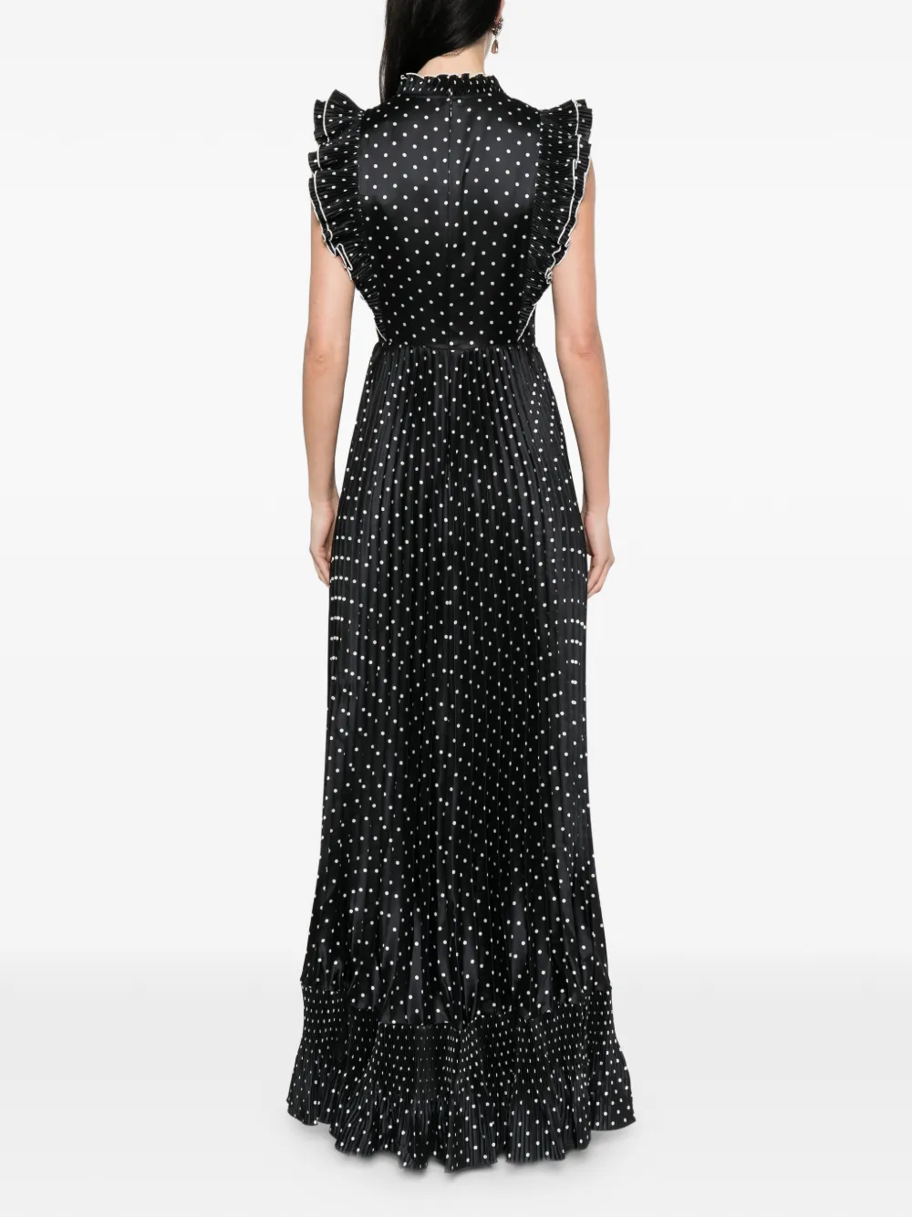 Self-Portrait Mouwloze maxi-jurk met stippen Zwart