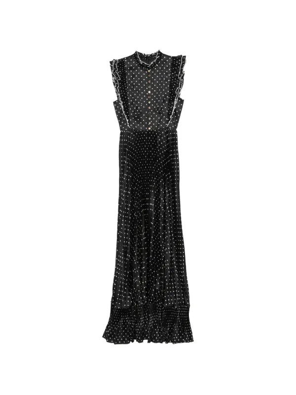 Self-Portrait Sleeveless Polka Dot Maxi Dress | Black | FARFETCH GE