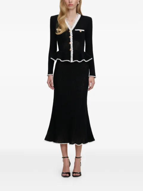 Self-Portrait lace-trim peplum midi dress