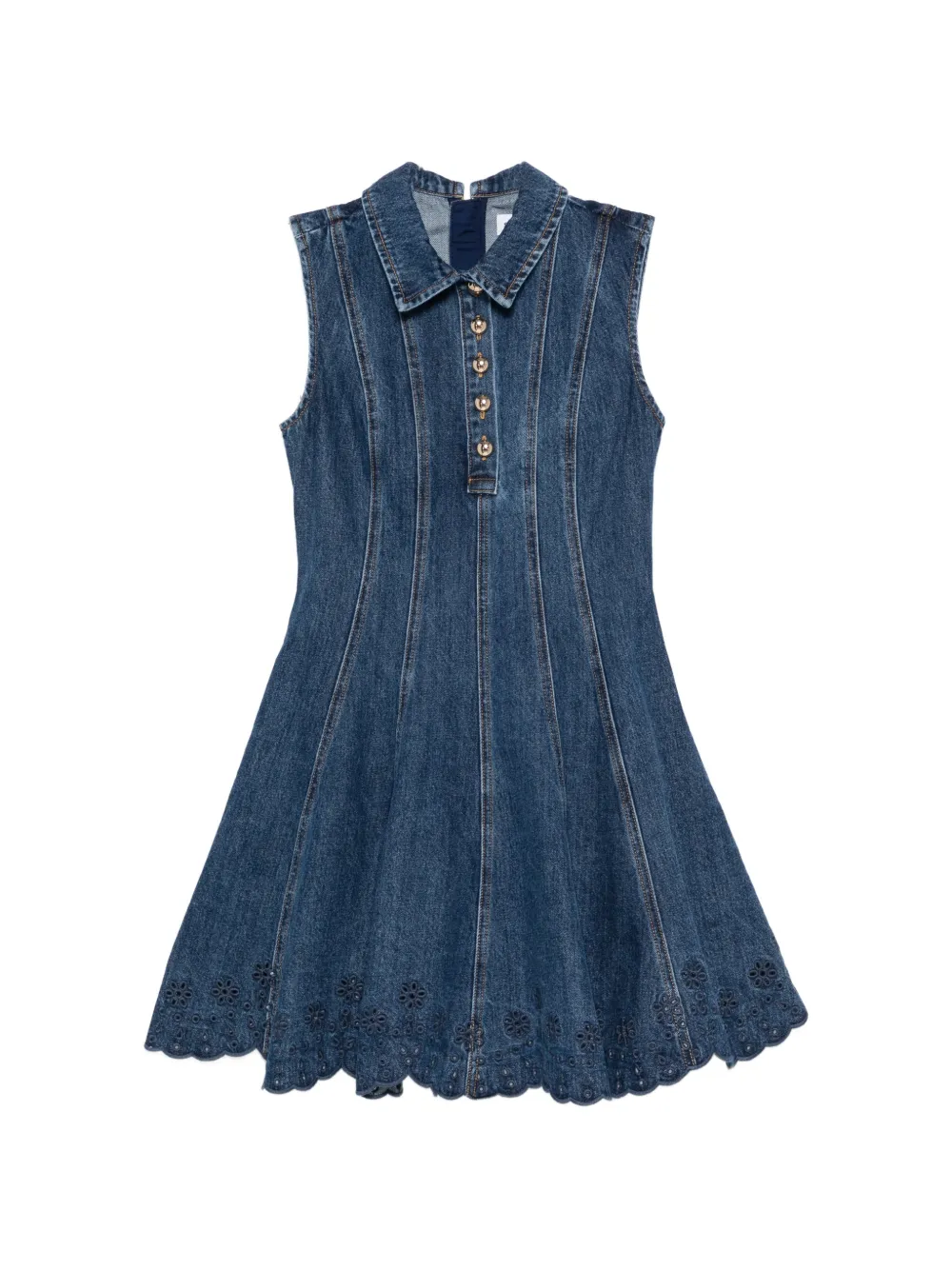 Self-Portrait broderie denim mini dress - Blu