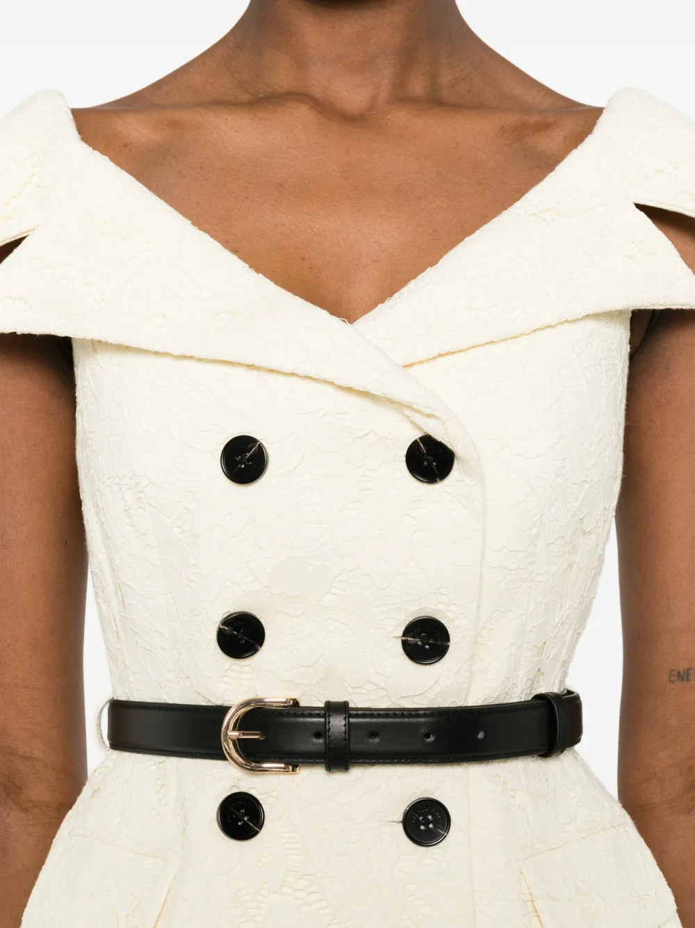 Self-Portrait Chiffon mini-jurk met kant Beige