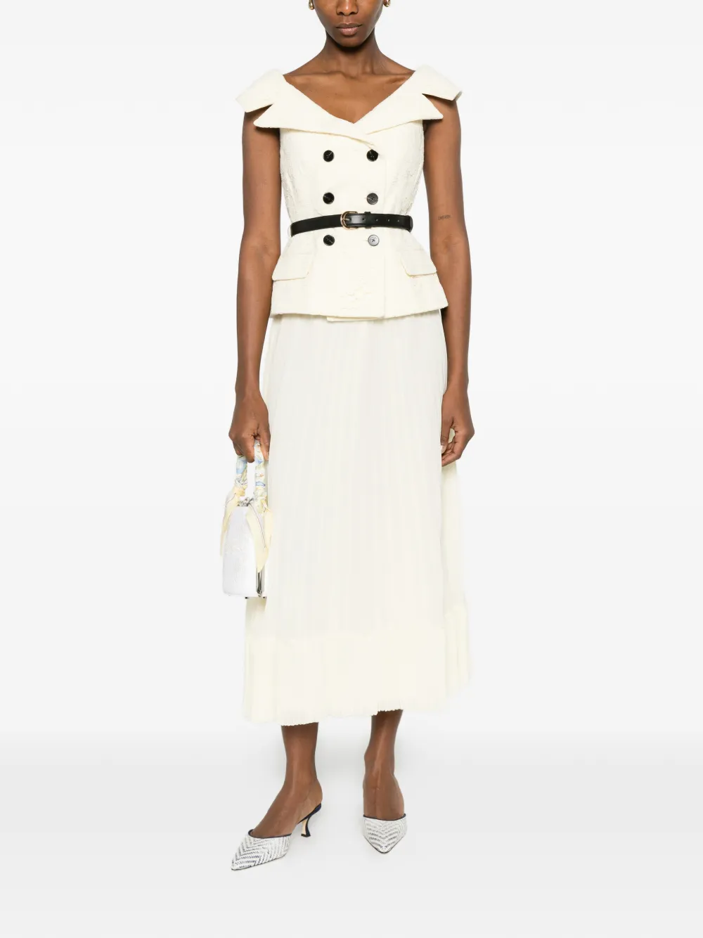 Self-Portrait Chiffon mini-jurk met kant Beige
