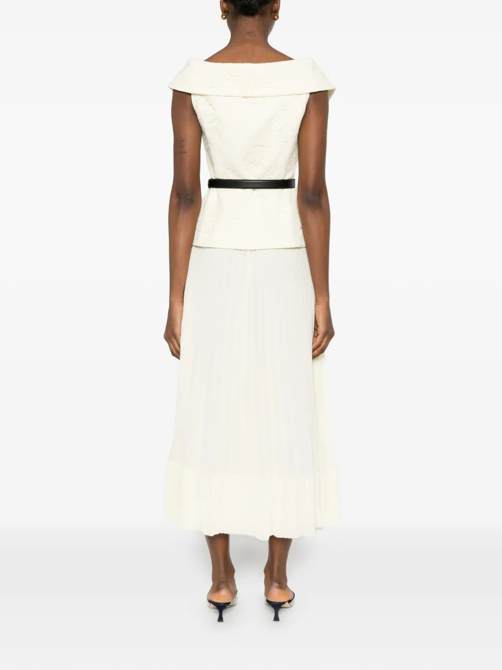 Self-Portrait Chiffon mini-jurk met kant Beige