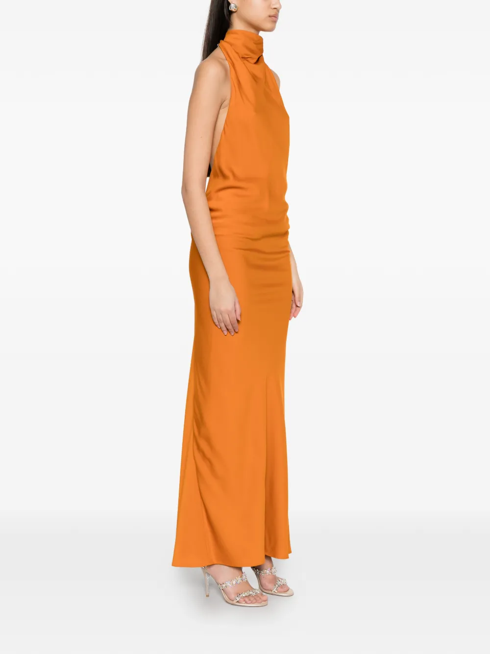 Brandon Maxwell Ophelia Sleeveless Gown in Orange, view 3