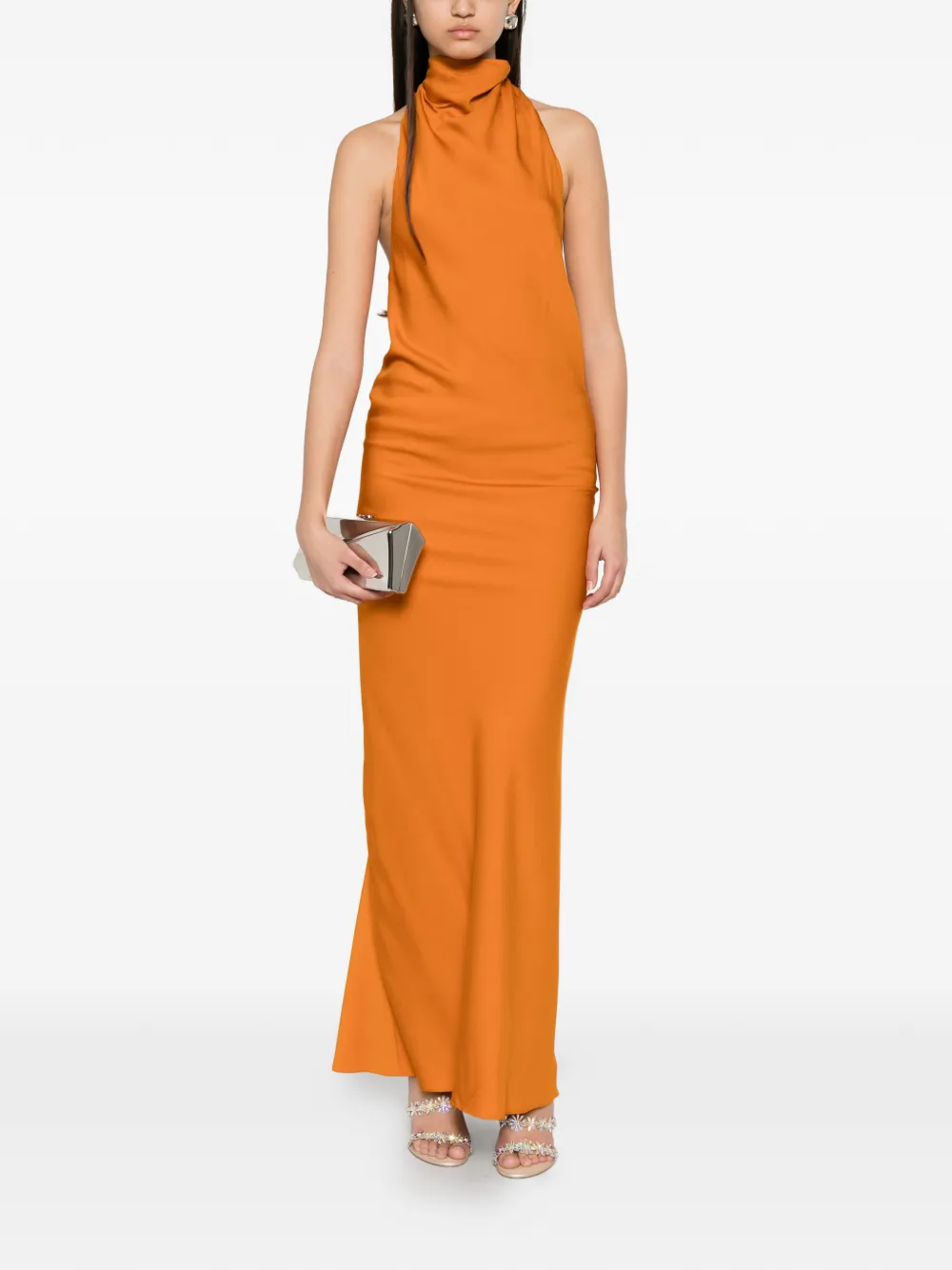 Brandon Maxwell Ophelia Sleeveless Gown in Orange, view 2