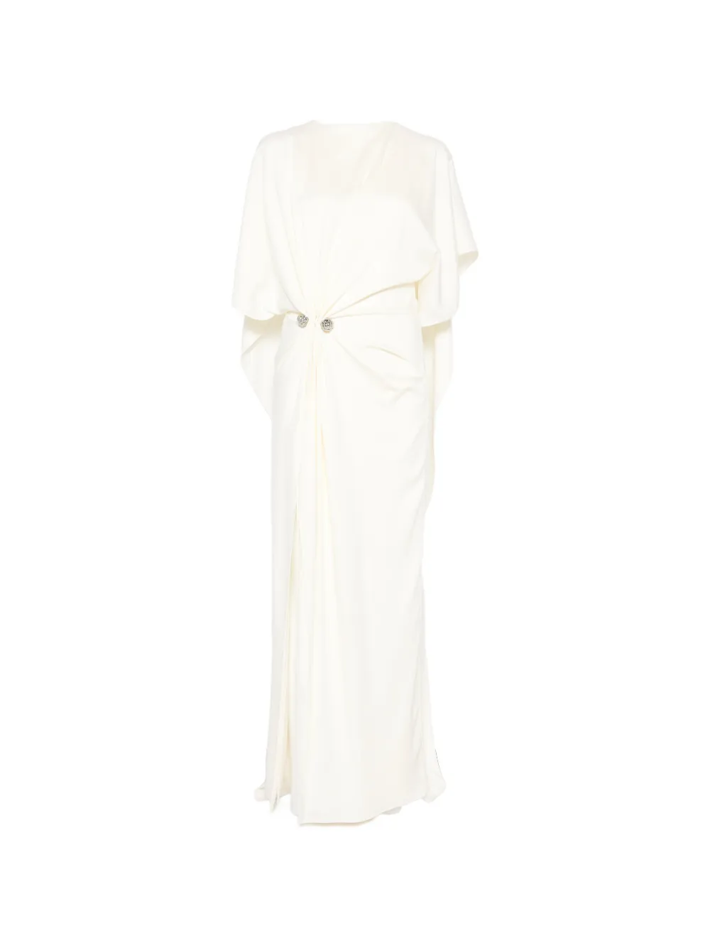 Brandon Maxwell B MAXWELL DRAPED DRESS WITH CUFF LINK HARDWARE IVORY - Neutrals
