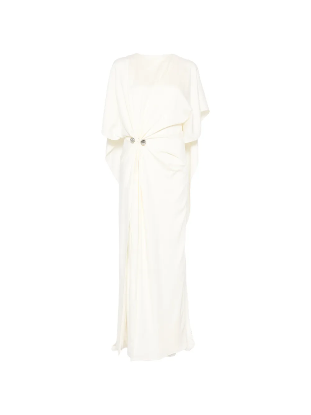 Brandon Maxwell B MAXWELL DRAPED DRESS WITH CUFF LINK HARDWARE IVORY - Toni neutri