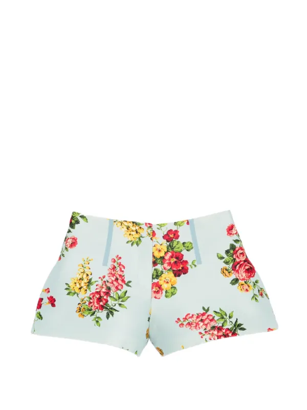 Brandon Maxwell Floral-print Shorts in Blue