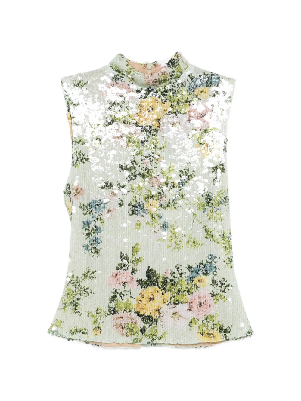 Brandon Maxwell Piper floral tank - Verde