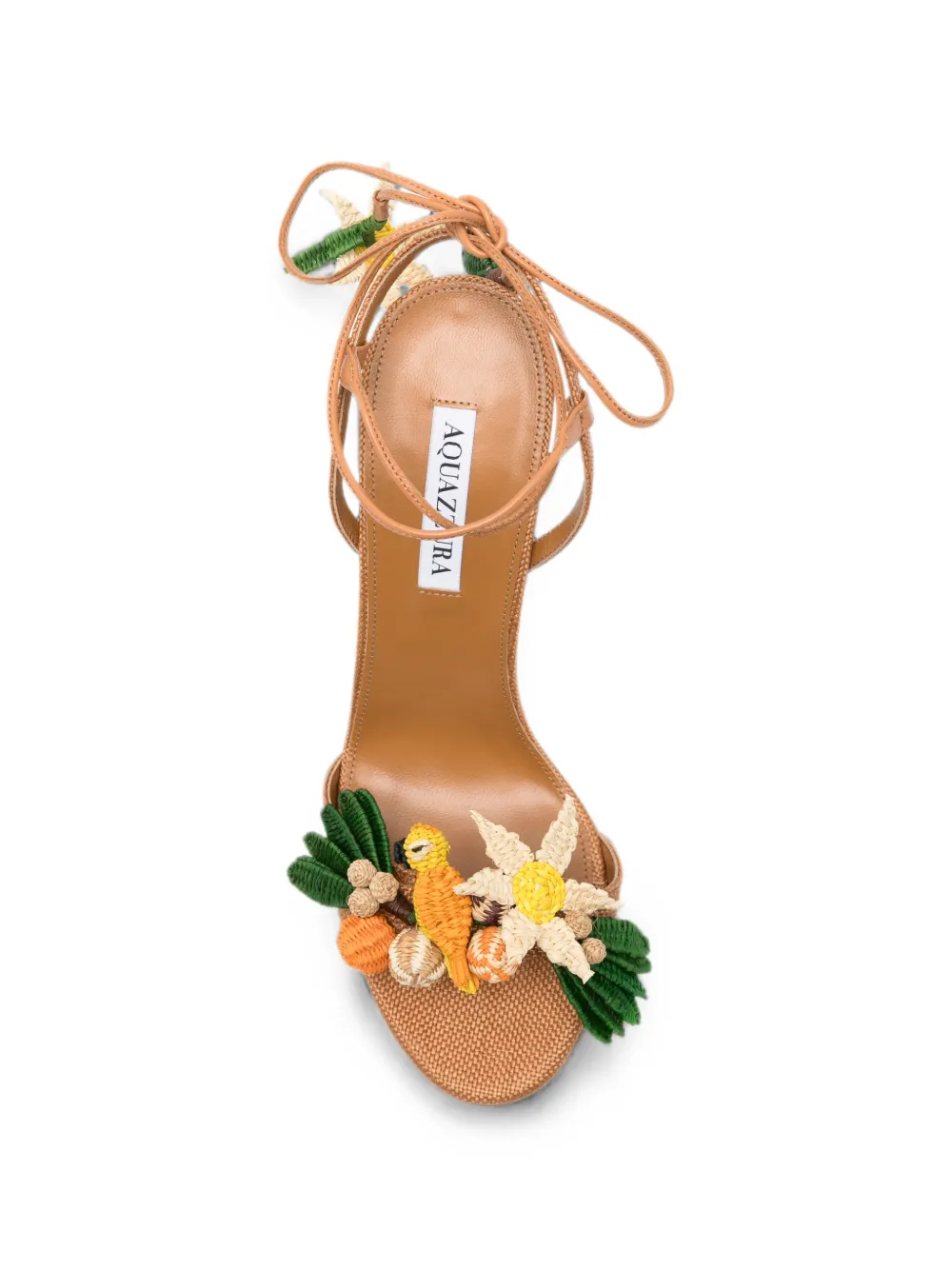 Aquazzura Birdsong floral-embellished sandals Beige