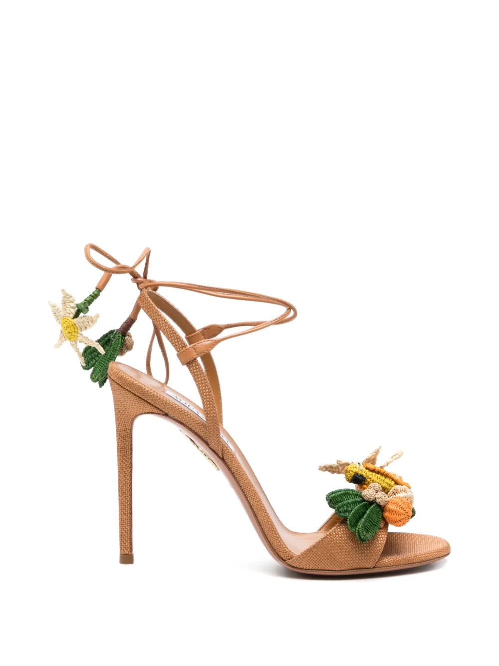 Aquazzura Birdsong floral-embellished sandals Beige