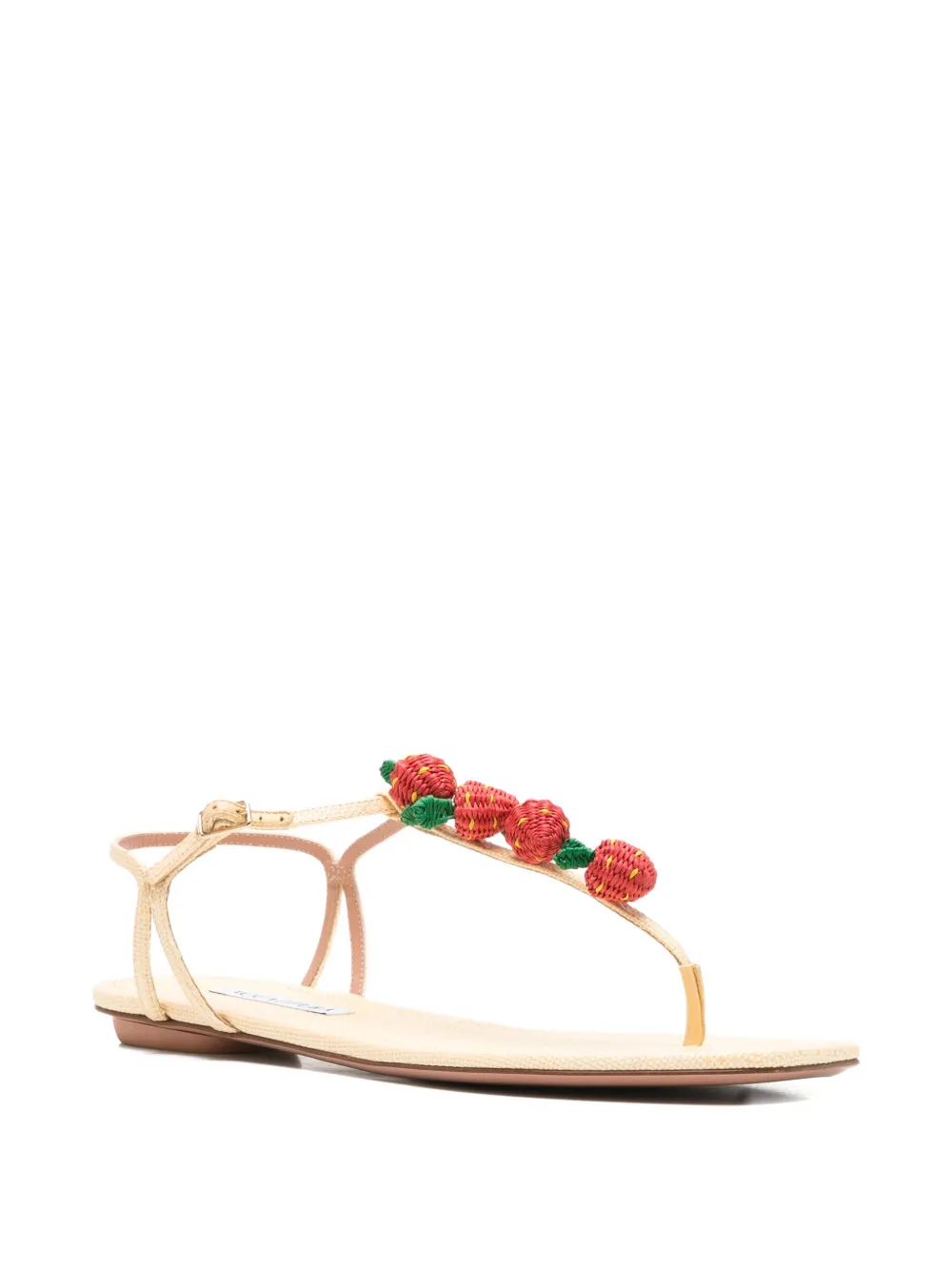 Aquazzura Fragolina Sugar strawberry-embellishment sandals Beige
