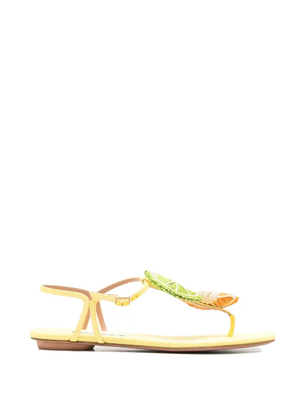 Aquazzura Citrus Sugar Sandals in Yellow