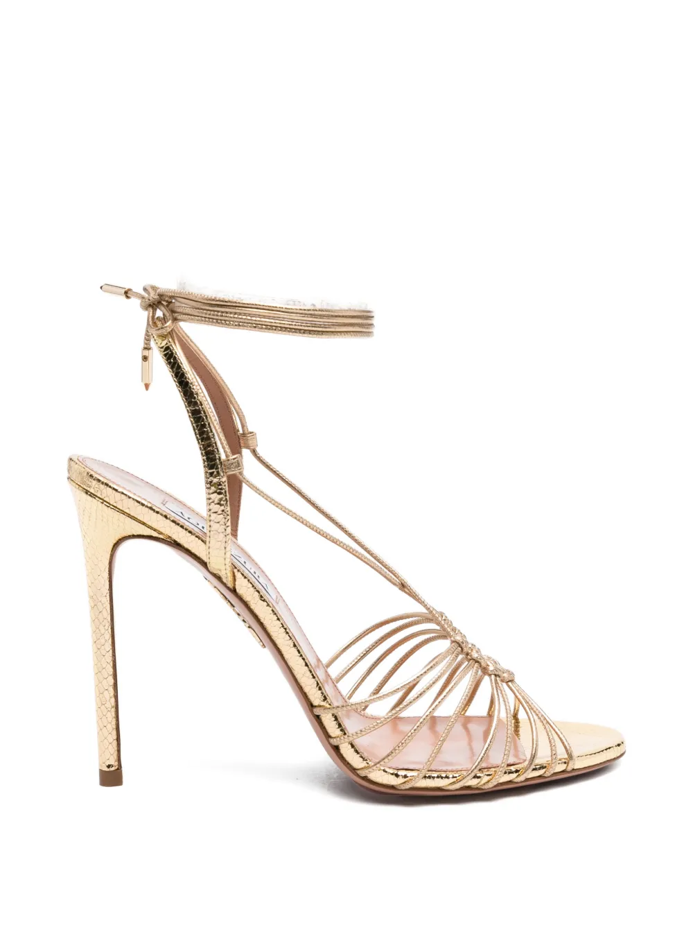 Aquazzura Ritmo tied leather ritmo sandal Goud