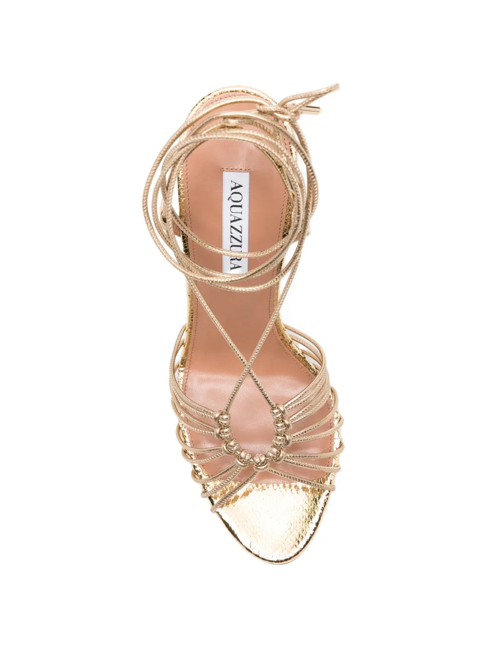 Aquazzura Ritmo tied leather ritmo sandal Goud