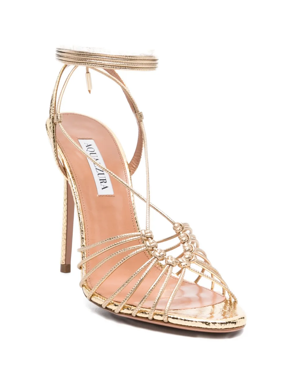 Aquazzura Ritmo tied leather ritmo sandal Goud