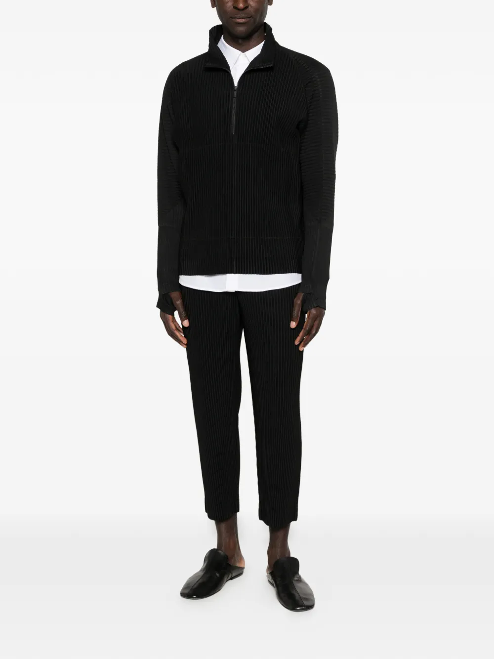 Homme Plissé Issey Miyake March geplooid jack met rits Zwart