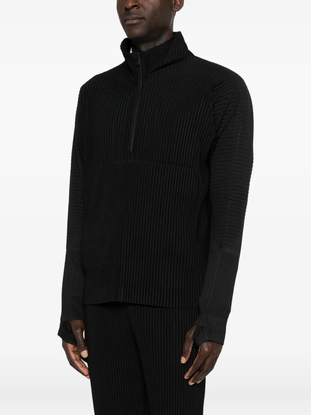 Homme Plissé Issey Miyake March geplooid jack met rits Zwart