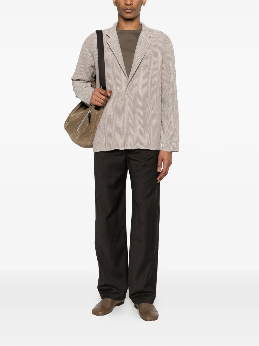 Homme Plissé Issey Miyake Gebreid vest met visgraatpatroon Beige