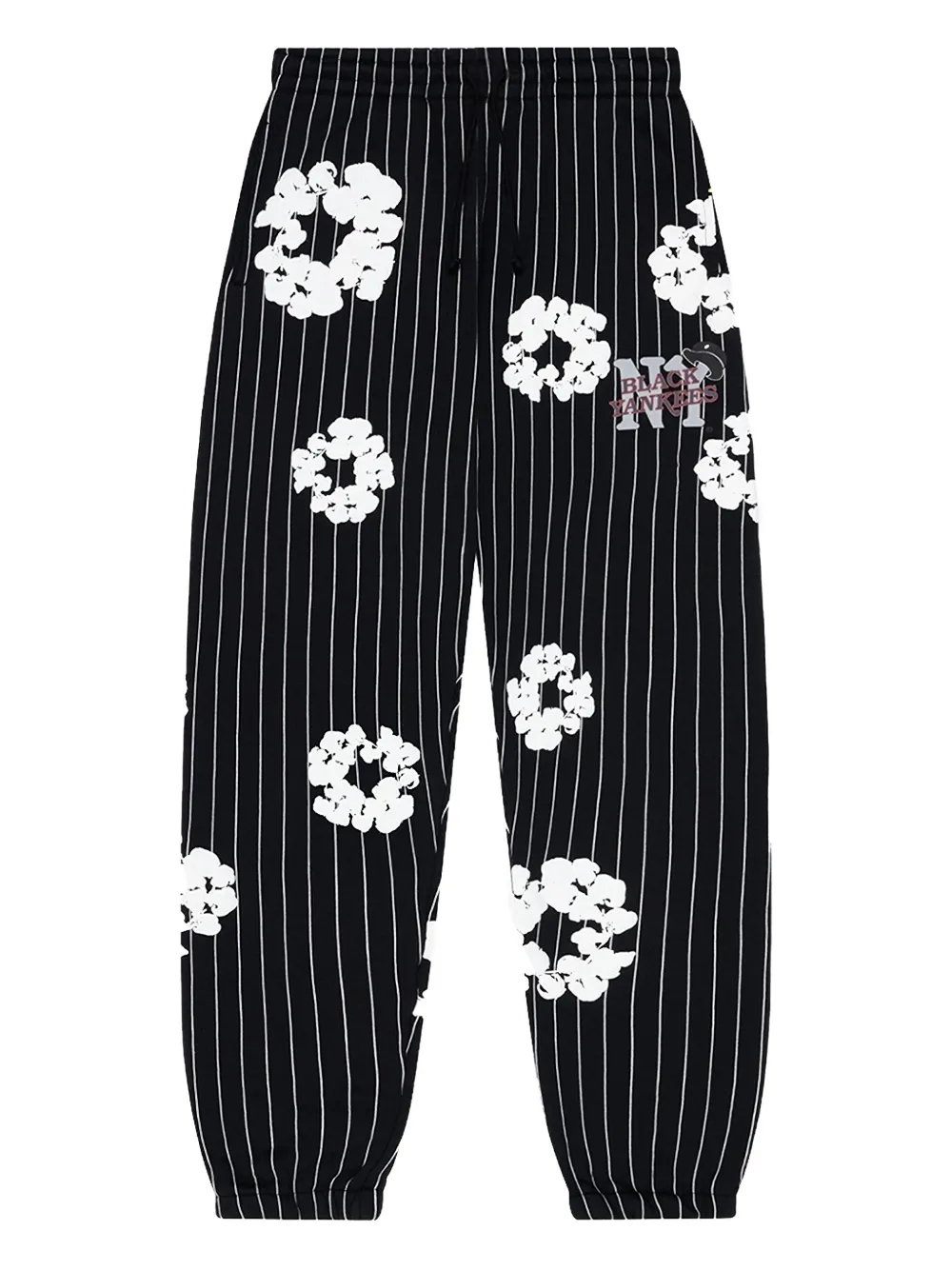 Denim Tears flower-embellishment striped-pattern track pants - Nero