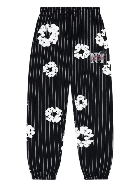 Denim Tears flower-embellishment striped-pattern track pants