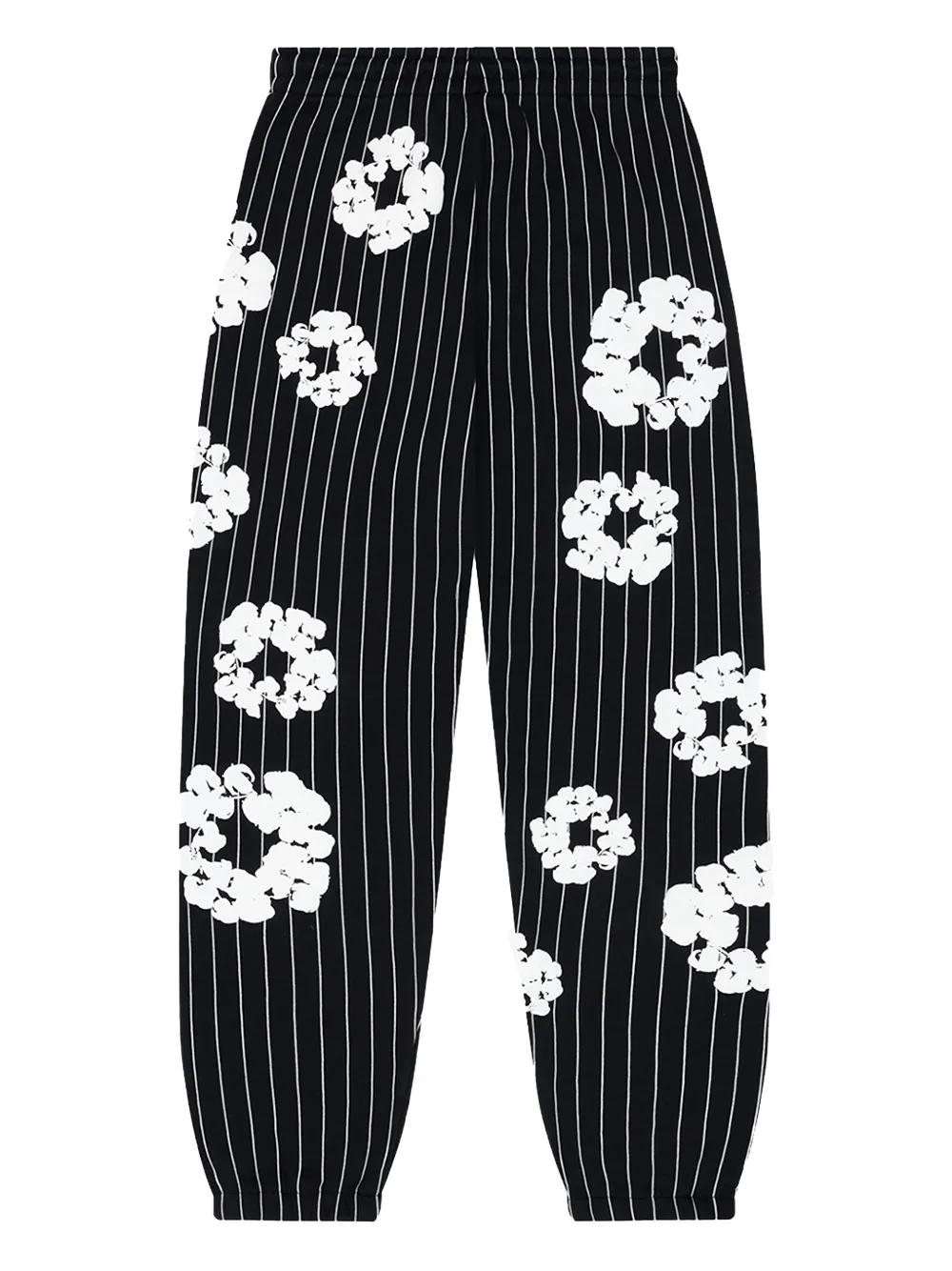 Denim Tears Gestreepte trainingsbroek verfraaid met bloemen - Zwart