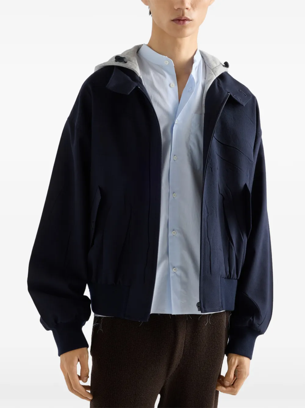 Prada Jack met capuchon en voorzak Blauw