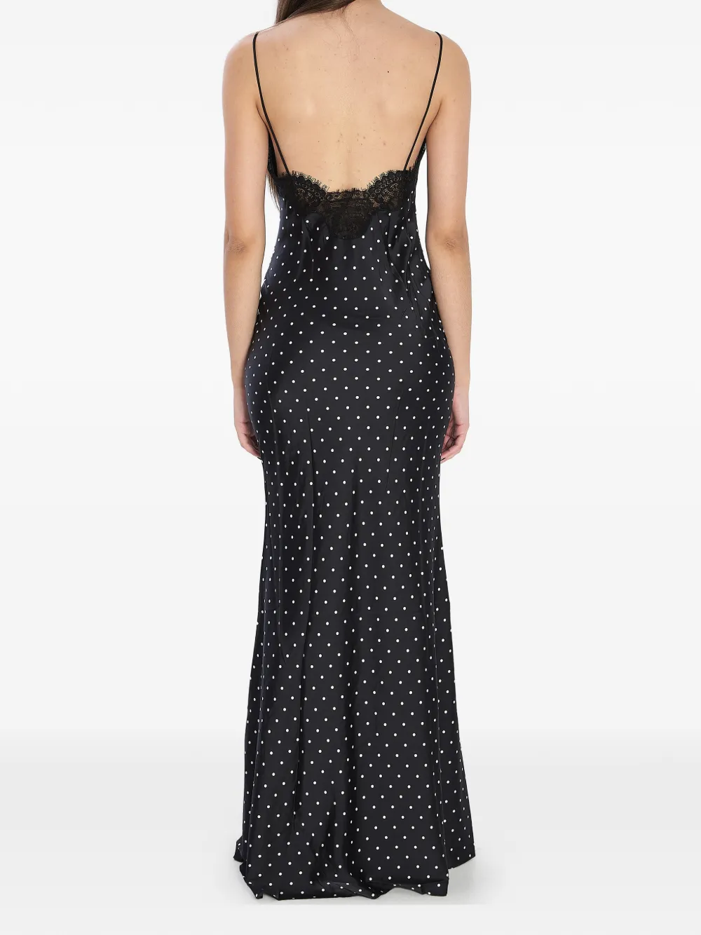 Self-portrait Self Portrait Polka Dot Long Dress In Black