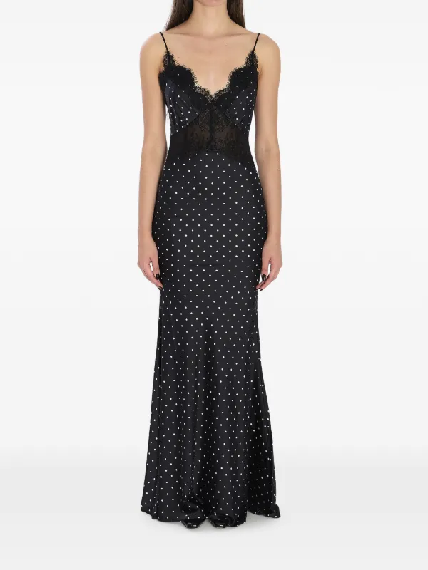 chinese dress ladies Earlette Black Polka Dot Lace Mini Dress - US 10 main image 0