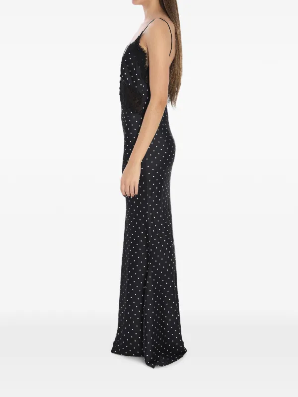 Self-Portrait-Polka-Dots Satin Long Dress-Dresses Self-Portrait-Polka-Dots Satin Long Dress-Dresses