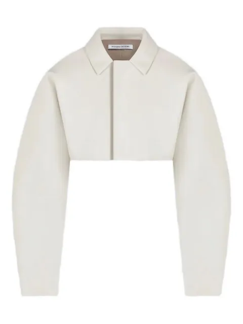 Manière De Voir 인조 레더 베이지 슈퍼 크롭 재킷