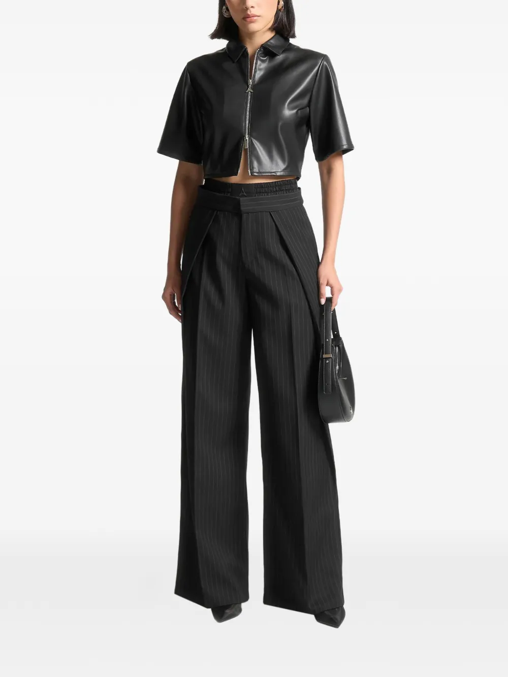 Manière De Voir double zip leather shirt - Zwart