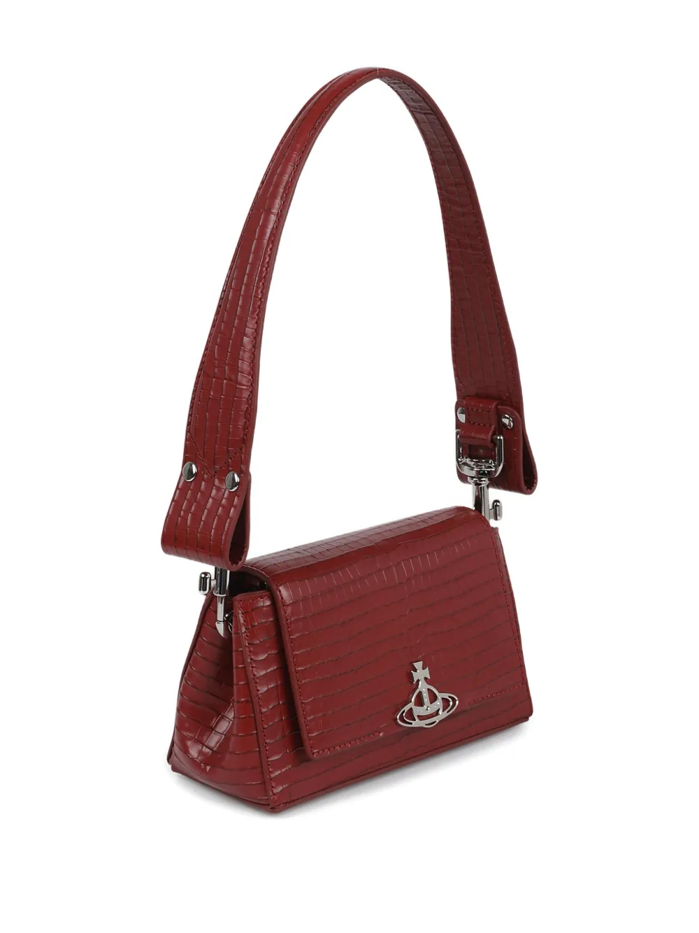 Vivienne Westwood Orb Croc-effect Tote Bag In Burgundy