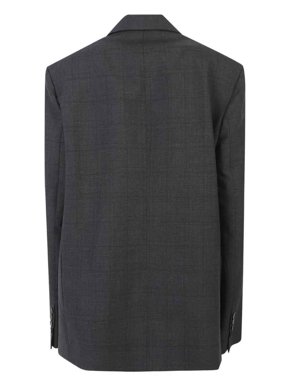 The Frankie Shop Nework Plaid Double-breasted Blazer In Gray
