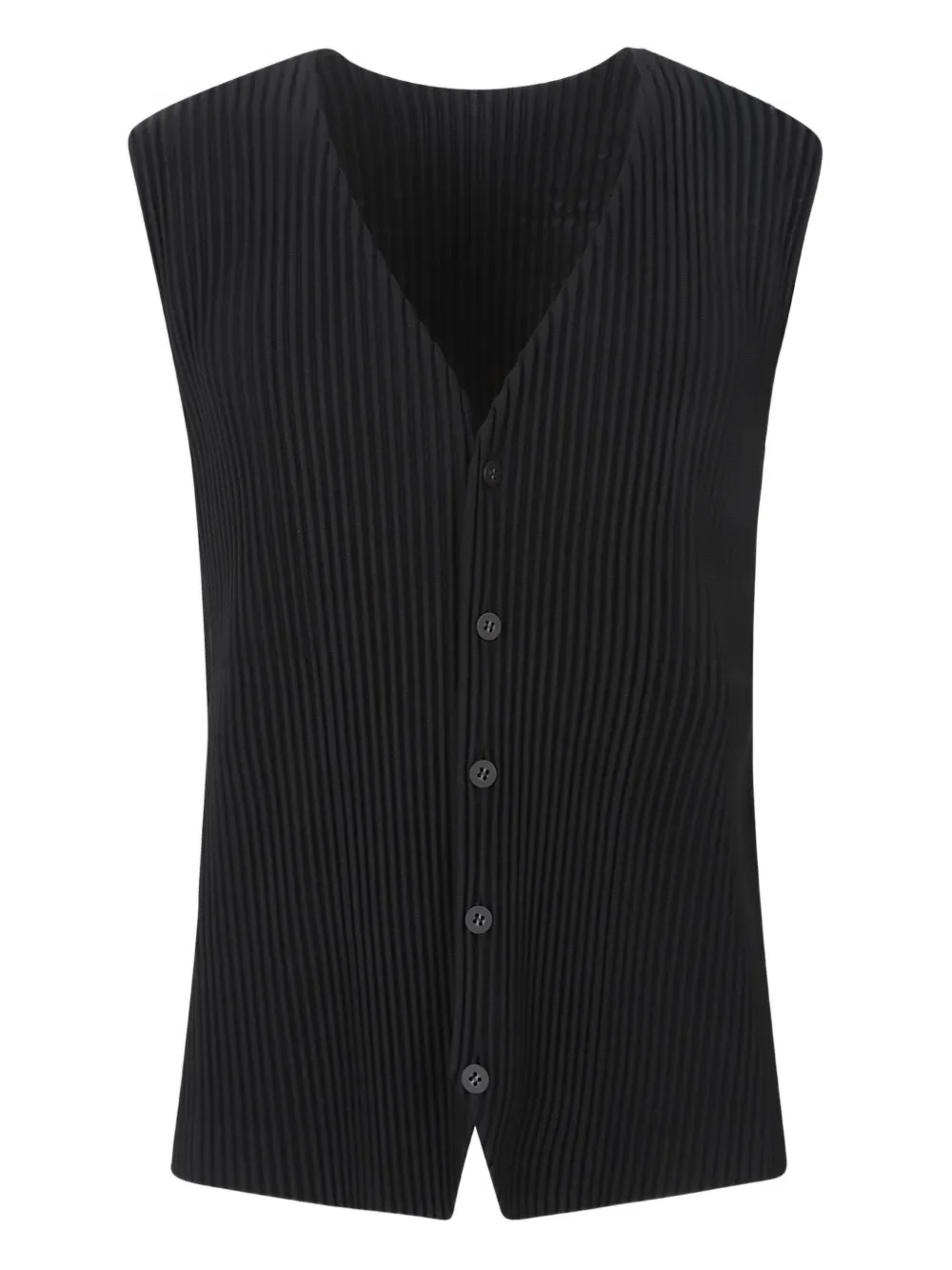 Homme Plissé Issey Miyake pleated button gilet - Nero