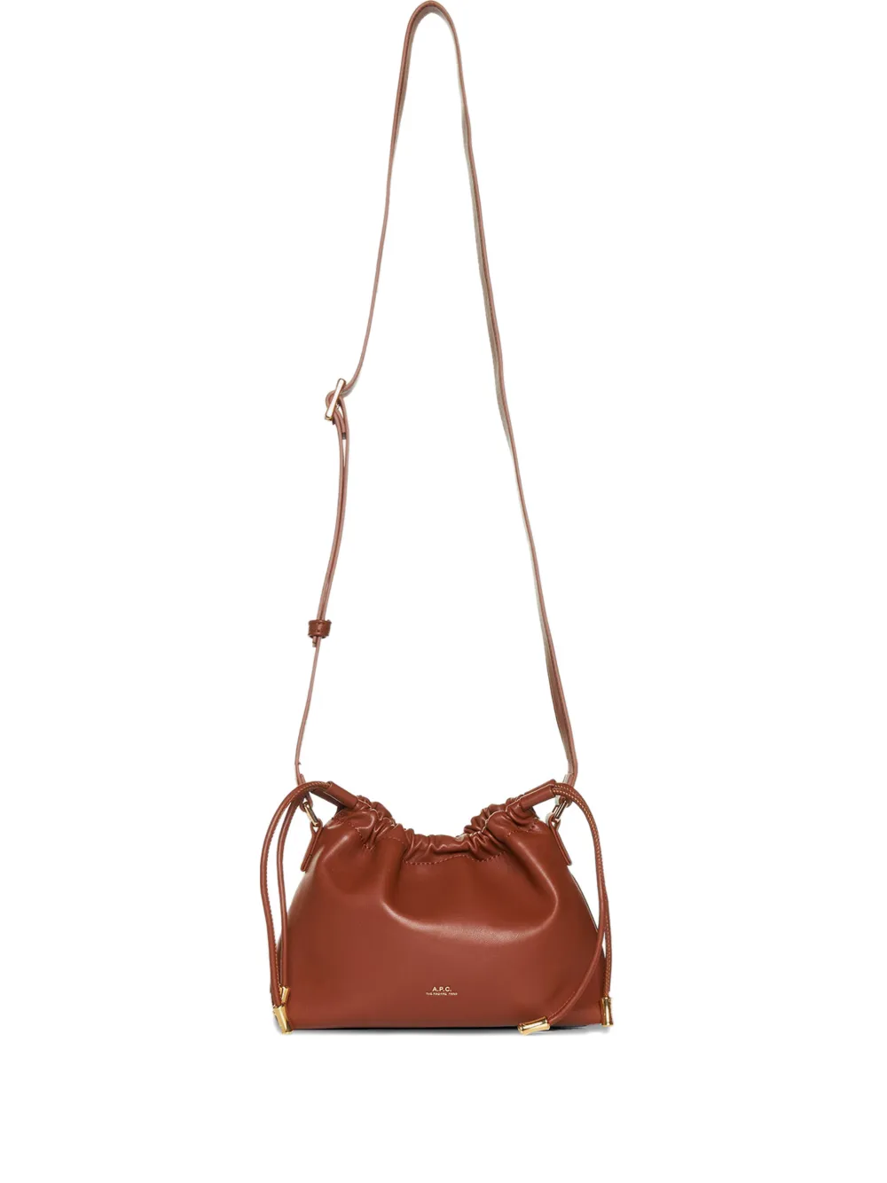 Apc Drawstring Ninon Mini Shoulder Bag In Brown