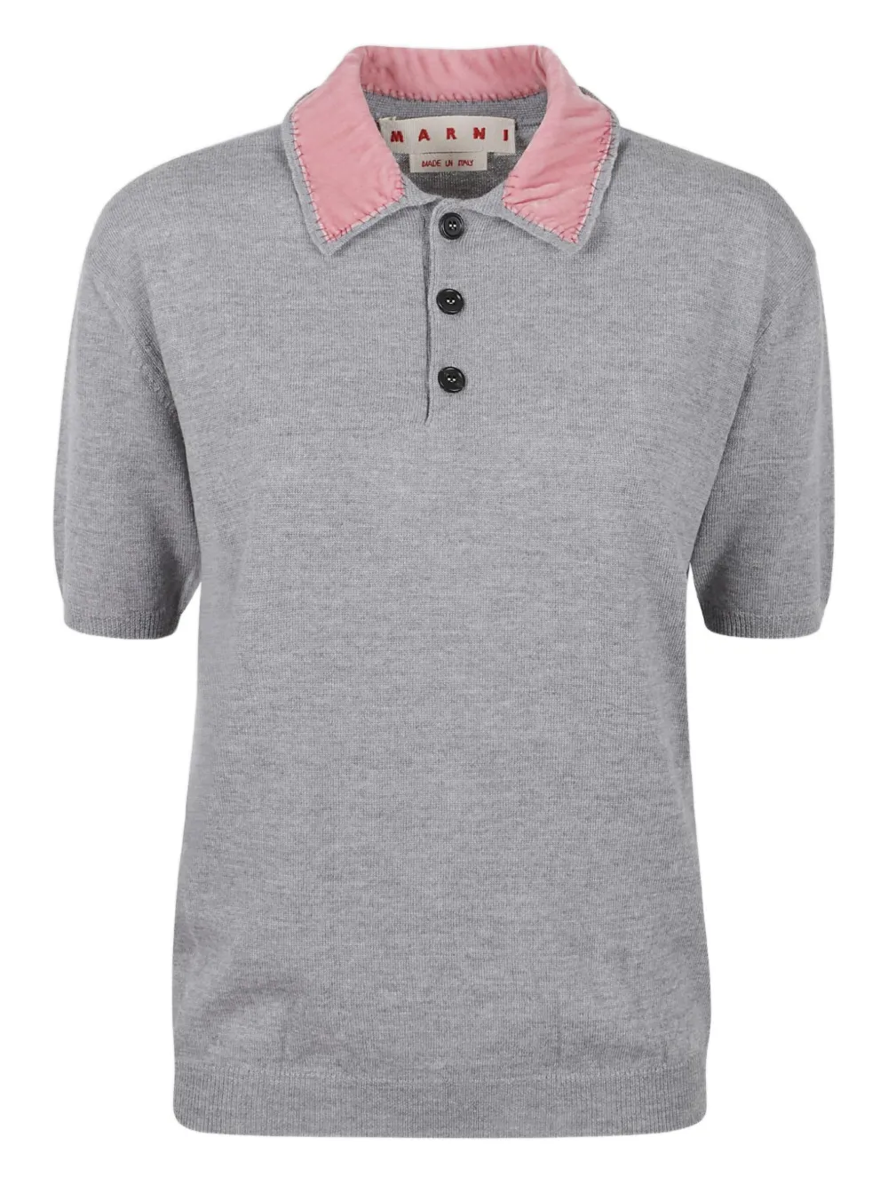 Marni Velvet Collar Polo In Gray