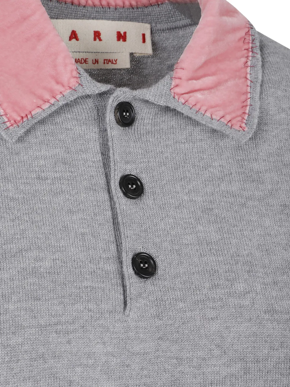 Marni velvet collar polo - Grijs