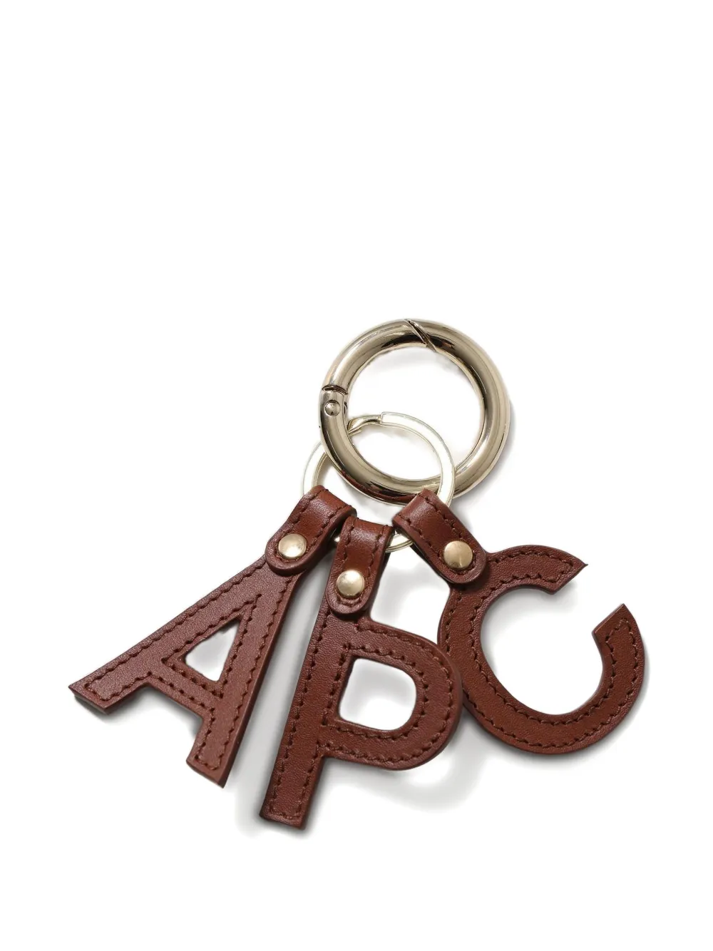 Apc Letter Leather Keyring In Brown